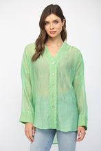 Load image into Gallery viewer, Fate Crinkled Button Up Top in Mint