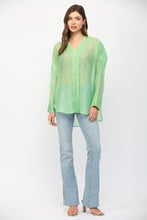 Load image into Gallery viewer, Fate Crinkled Button Up Top in Mint