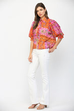 Load image into Gallery viewer, FATE Floral Motif Print Balloon Sleeve Top in Fuchsia Mix