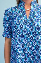 Load image into Gallery viewer, GiGio Bright Printed Button Down Midi Dress in Sapphire Mix