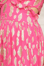Load image into Gallery viewer, EN CREME Metallic Polka Dot Maxi Dress With Side Cut-outs in Fuchsia