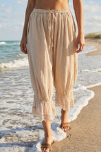 Load image into Gallery viewer, LovLov Boho Vintage Lace Trimmed Cropped Pants in Oatmeal
