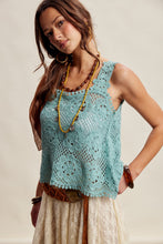 Load image into Gallery viewer, Listicle Floral Crochet Lace Top in Jade