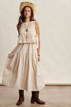 Load image into Gallery viewer, Listicle Embroidered Lace Vest and Sleeveless Midi Dress Set in Ecru