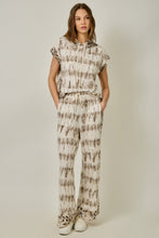 Load image into Gallery viewer, Mystree Mixed Print French Terry Hoodie Tee in Oatmeal Tie Dye (TOP ONLY)