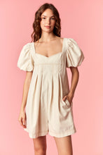 Load image into Gallery viewer, Peach Love Brushed Twill Romper with Contrasting Stitching in Ecru