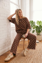 Load image into Gallery viewer, Sewn+Seen Polka Dot Scuba Lounge Set in Brown/White