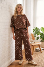 Load image into Gallery viewer, Sewn+Seen Polka Dot Scuba Lounge Set in Brown/White