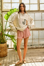 Load image into Gallery viewer, BucketList WWJD Embroidered Mock-neck Oversized Sweatshirt in Ash Grey