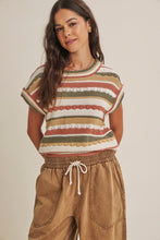 Load image into Gallery viewer, In February Multicolor Stripe Sweater Vest in Olive Multi