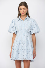Load image into Gallery viewer, FATE Floral Lace Cutout Mini Dress in Baby Blue