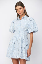 Load image into Gallery viewer, FATE Floral Lace Cutout Mini Dress in Baby Blue