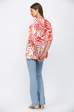 Load image into Gallery viewer, FATE Braided Edge Detail Tropical Print Kimono in White Coral