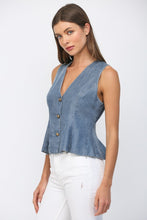 Load image into Gallery viewer, FATE Peplum Washed Tencel Vest in Denim
