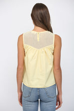 Load image into Gallery viewer, FATE Contrasting Mesh Yoke Detail Lace Trim Top in Yellow