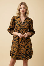 Load image into Gallery viewer, Heimish Animal Print Voluminous Sleeve Tunic Mini Dress in Caramel