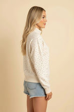 Load image into Gallery viewer, Heimish Ditsy Floral Mock Neck Drop Shoulder Pullover Top in Cream