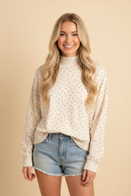 Load image into Gallery viewer, Heimish Ditsy Floral Mock Neck Drop Shoulder Pullover Top in Cream