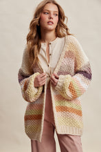 Load image into Gallery viewer, Listicle Rainbow Hand Crochet Cardigan in Ecru
