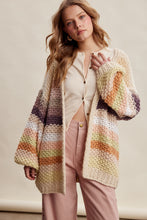 Load image into Gallery viewer, Listicle Rainbow Hand Crochet Cardigan in Ecru