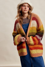 Load image into Gallery viewer, Listicle Rainbow Hand Crochet Cardigan in Autumn Leaves