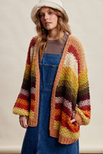 Load image into Gallery viewer, Listicle Rainbow Hand Crochet Cardigan in Autumn Leaves