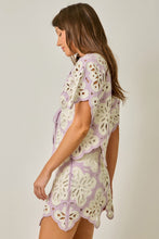 Load image into Gallery viewer, Mystree Crochet Scallop Hem Cardigan in Soft Orchid (TOP ONLY)
