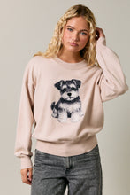 Load image into Gallery viewer, Le Lis Knit Sweater with Schnauzer Puppy Graphic Front in Beige