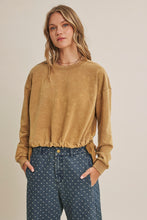 Load image into Gallery viewer, In February Soft Faded Mineral Washed Sweatshirt With Cinched Waist in Camel