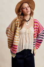 Load image into Gallery viewer, Listicle Chunky Multi Stripe Knit Cardigan in Cream Multi