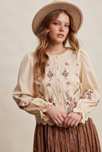 Load image into Gallery viewer, Listicle Embroidered Scallop Hem Cotton Blouse in Ecru