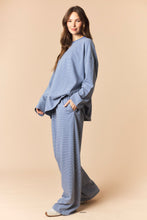 Load image into Gallery viewer, Peach Love OVERSIZED Striped Top And Wide Pants Set in Dusty Blue