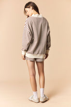 Load image into Gallery viewer, Peach Love Brushed Knit Striped Set in Mocha/Ivory