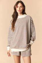 Load image into Gallery viewer, Peach Love Brushed Knit Striped Set in Mocha/Ivory