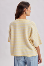 Load image into Gallery viewer, Wishlist Stripe Short Sleeve Cardigan in Daisy/Cream