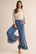 Load image into Gallery viewer, LovLov Romantic Lace Whisper Wide Leg Pants in Light Denim