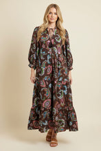 Load image into Gallery viewer, Heimish Bohemian Paisley Tiered Maxi Dress in Brown