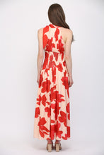 Load image into Gallery viewer, FATE Bold Floral Print Halter Neckline Maxi Dress in Pale Peach Orange