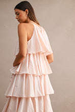 Load image into Gallery viewer, MABLE Halter Neck Ruffle Tiered Midi Dress in Light Pink