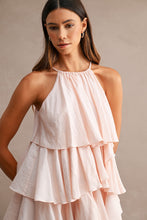 Load image into Gallery viewer, MABLE Halter Neck Ruffle Tiered Midi Dress in Light Pink