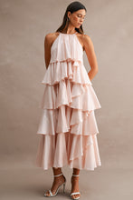 Load image into Gallery viewer, MABLE Halter Neck Ruffle Tiered Midi Dress in Light Pink