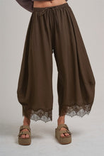 Load image into Gallery viewer, BON Wide Balloon Leg Pants With Delicate Lace in Vintage Mocha