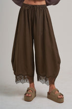 Load image into Gallery viewer, BON Wide Balloon Leg Pants With Delicate Lace in Vintage Mocha