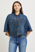 Load image into Gallery viewer, RISEN Flowy Square Cape Denim Jacket in Dark