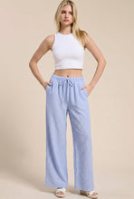 Load image into Gallery viewer, Charlotte Avery Pinstriped Linen Wide Leg Pants in Blue