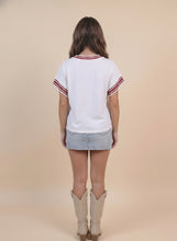 Load image into Gallery viewer, Star Drop Alabama Sweetheart Print Top in White/Deep Red