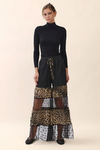 Load image into Gallery viewer, Oddi Mixed Print Tired Pants in Black Leopard Combo