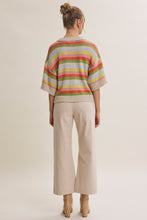 Load image into Gallery viewer, In February Multicolor Stripe Short Sleeve Sweater Cardigan in Natural Multi