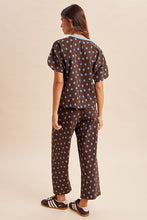 Load image into Gallery viewer, AnnieWear Polka Dot Knit Pullover & Wide Pants Set in Brown