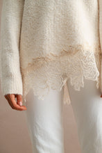 Load image into Gallery viewer, MABLE Off Shoulder Lace Hem Sweater in Cream